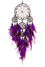 Dromenvanger Ster Paars Dreamcatcher Veren Macramé Bohemian, Ophalen of Verzenden, Nieuw
