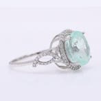 Zonder minimumprijs - Ring Platina - 5.09ct. tw. Smaragd -, Handtassen en Accessoires, Ringen, Nieuw
