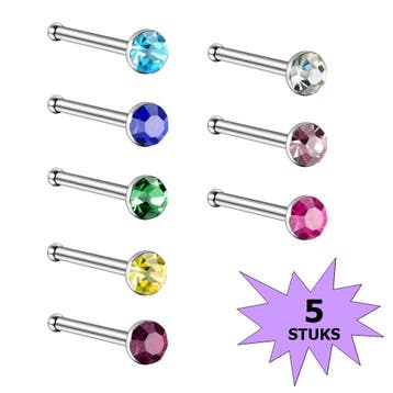 Fako Bijoux - Neuspiercing - Staafje Kristal - 3.0mm -, Handtassen en Accessoires, Piercings, Verzenden, Nieuw