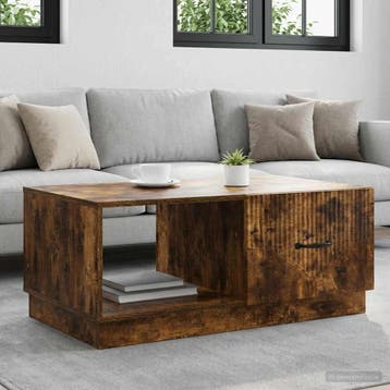vidaXL Salontafel Gerookt eiken 90 x 50 x 37 cm Bewerkt hout, Verzenden