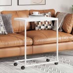 vidaXL Bijzettafel met wieltjes 55x35x70 cm bewerkt hout wit, Verzenden, Nieuw