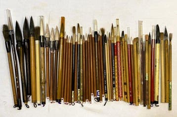 Large Collection of Japanese & Chinese Calligraphy Brushes –