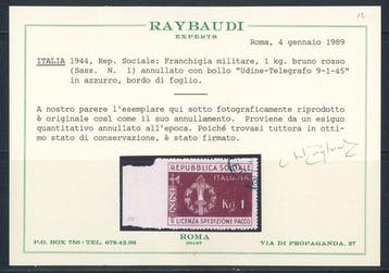 R.S.I. - Militaire vrijstelling, bon voor 1 kg. nr. 1.