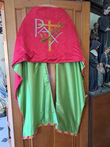 Manteau de charge - Art déco - Brocart de soie rouge,