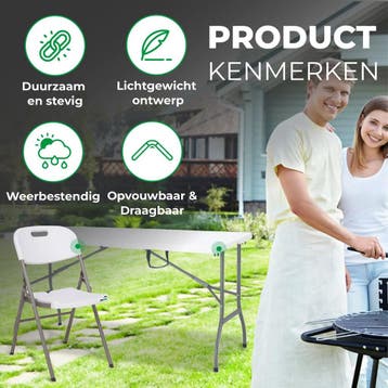 MaxxGarden Vouwtafel 152cm - Inklapbare Picknickset - met..., Ophalen of Verzenden, Nieuw
