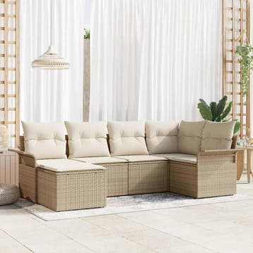 vidaXL Tuinbank Set 6 st Beige poly rattan, Verzenden