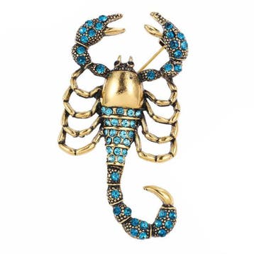 Fako Bijoux - Broche - Schorpioen - 32x55mm - Turquoise -, Bijoux, Sacs & Beauté, Broches, Verzenden