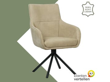 Leren draaibare eetkamerstoel Fancy, Nieuw, Leer, Ophalen of Verzenden, 90 cm of meer
