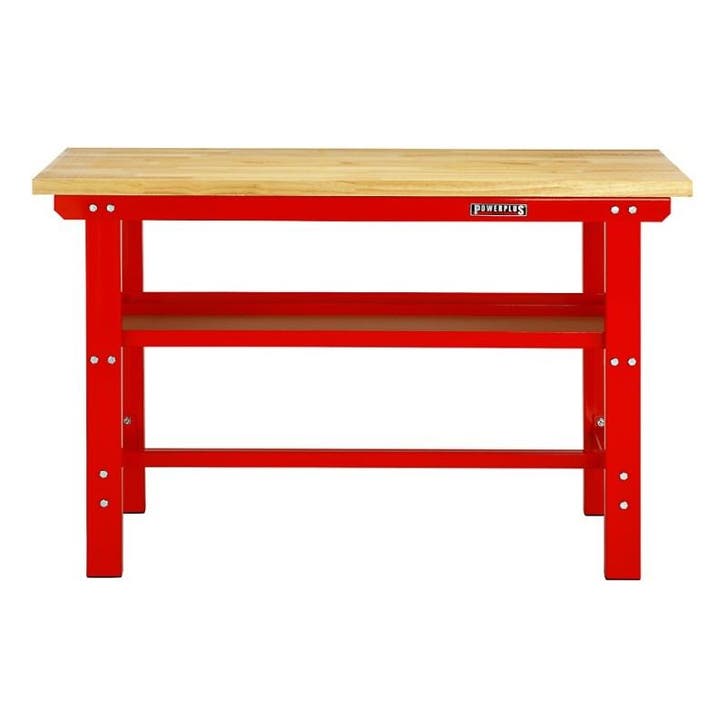 Werkbank rood 150 cm met hardhouten blad, Doe-het-zelf en Bouw, Werkbanken, Ophalen of Verzenden