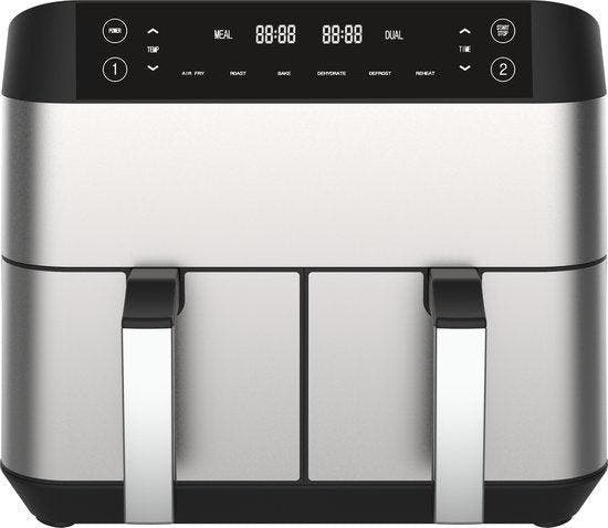 2dekans | Niceey Dubbele Airfryer XXL - 8L - 2460W - Zilver, Huis en Inrichting, Keuken | Potten en Pannen, Ophalen of Verzenden