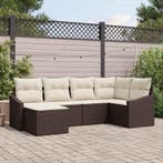 vidaXL Tuin Eettafel Set met kussen met opslag 6 pcs Bruin, Verzenden, Nieuw