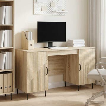 vidaXL Bureau Sonoma Eiken 142,5 x 50 x 75 cm Bewerkt hout, Verzenden