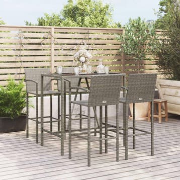 vidaXL 5-delige Tuinbarset poly rattan grijs, Tuin en Terras, Verzenden, Nieuw
