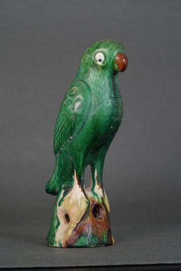 Chinese - Joss stick holder - Parrot standing on a rock -