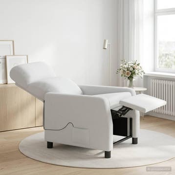 vidaXL Massage Relaxstoel Wit Stof, Maison & Meubles, Fauteuils, Verzenden