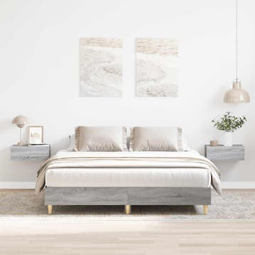 vidaXL Bedframe zonder matras 140x200 cm spaanplaat grijs, Verzenden, Nieuw