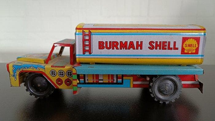 Himalaya Toys - Burmah Shell tankwagen - Opwindbare blikken, Antiquités & Art, Antiquités | Jouets