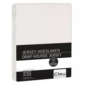 Jersey hoeslaken matras (max. 26 cm) - 80/210 , Ecru, Nieuw, Eenpersoons, Matras