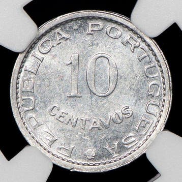 Portugees Angola. Republic. 10 Centavos 1974 - NGC - MS 63, Postzegels en Munten