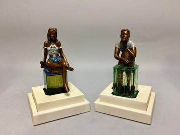Parfum vaas - bronzen beeld op glazen flacon