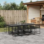 vidaXL 9-delige Tuinset poly rattan zwart, Tuin en Terras, Verzenden, Nieuw, Tuinset