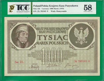 Polen. - 1000 marek 1919 - Pick 22b (Zonder minimumprijs), Postzegels en Munten