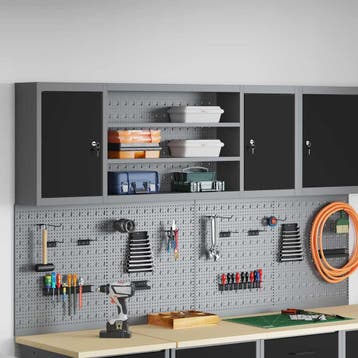 vidaXL Gereedschapskast met plank Zwart en Grijs 150 x 20 x, Verzenden, Nieuw
