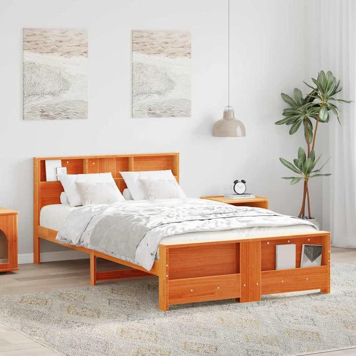 vidaXL Bedframe met hoofdeinde Wasbruin 120 x 200 cm Bewerkt, Huis en Inrichting, Slaapkamer | Bedden, Nieuw, Verzenden