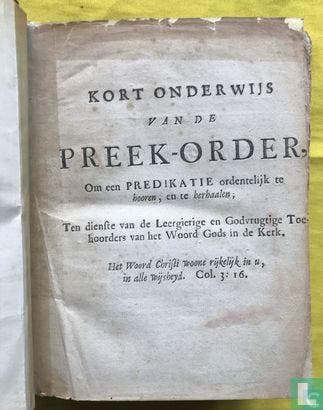 Knibbe, David - Kort onderwijs van de preek-order, - 1696, Verzenden