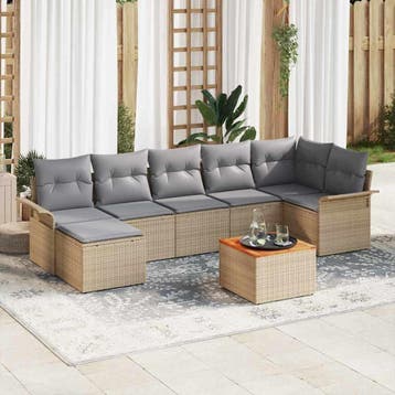 vidaXL Tuinbank Set met opslag 8 pcs Beige en Lichtgrijs, Verzenden, Nieuw