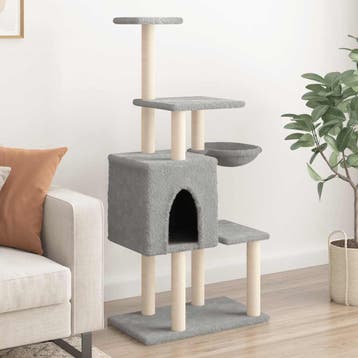 vidaXL Kattenmeubel met sisal krabpalen 131 cm lichtgrijs, Dieren en Toebehoren, Verzenden, Nieuw