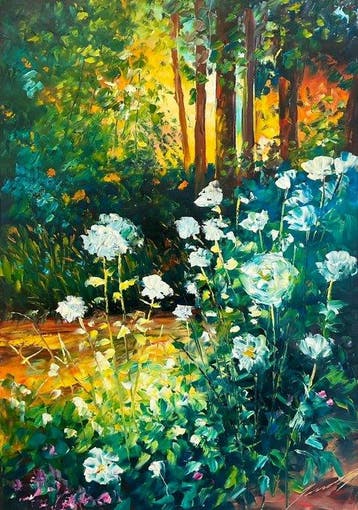 Yuni R. P 73 x 104 cm - Sinfonía Lumínica: Jardín de Rosas y