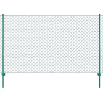 vidaXL Draadgaashek met palen 25x2 m staal groen, Verzenden