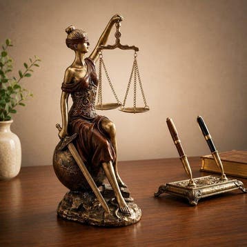 sculptuur, Lady Justice (Justitia) Sculpture – Bronze Effect, Antiek en Kunst, Curiosa en Brocante