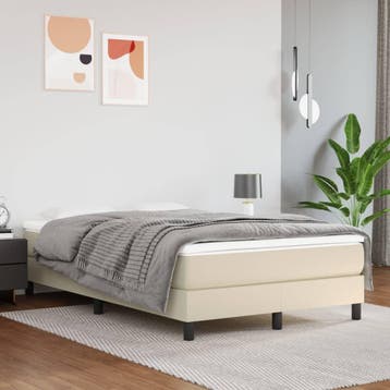 vidaXL Boxspring met matras kunstleer crèmekleurig 120x200, Verzenden