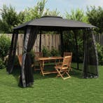 vidaXL Prieel met gaaswanden en dubbel dak 2,93x2,93 m staal, Verzenden