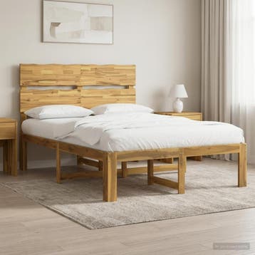 vidaXL Tweepersoonsbed met hoofdbord ROSTOCK Wit 135 x 190, Huis en Inrichting, Verzenden, Nieuw