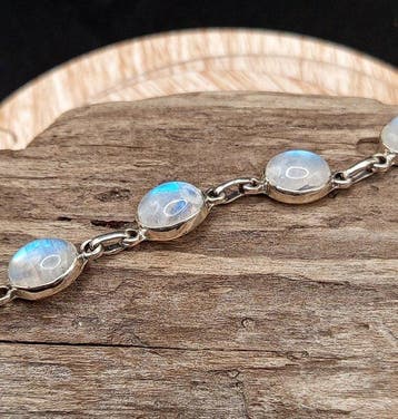 Pièce unique — bracelet en argent 925 avec pierre de lune