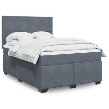 vidaXL Boxspring met matras fluweel donkergrijs 140x200 cm, Verzenden