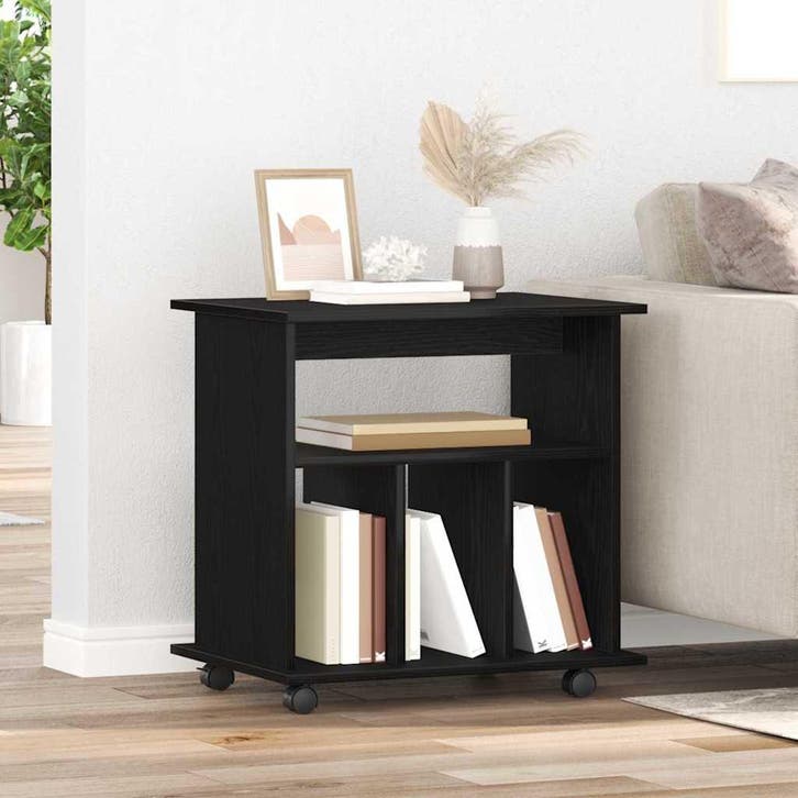 vidaXL Rollende kast met wiel Zwart Eiken 60 x 45 x 55 cm, Huis en Inrichting, Kasten | Overige, Nieuw, Verzenden