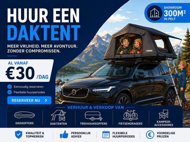 WALLKO Verhuur /verkoop  daktenten, dakkoffers,..., Caravans en Kamperen, Tenten, tot en met 4, Nieuw, Ophalen