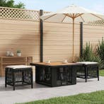 vidaXL Tuin Eettafel Set met kussen 3 pcs Beige en Crème, Verzenden