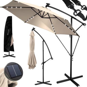 KESSER® Zweefparasol met voet - LED - Ø3.5m - 360° Draaibaar, Tuin en Terras, Parasols, Verzenden, Nieuw