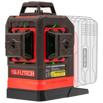 Futech MC3D 18V MAX | 3x360 Laser | Werkt op alle 18V accus!, Doe-het-zelf en Bouw, Verzenden, Nieuw