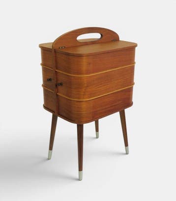 Boîte à couture - Bois - Table en bois de teck des années