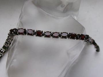 Zilver, Granaat - Armband - Art Deco-stijl