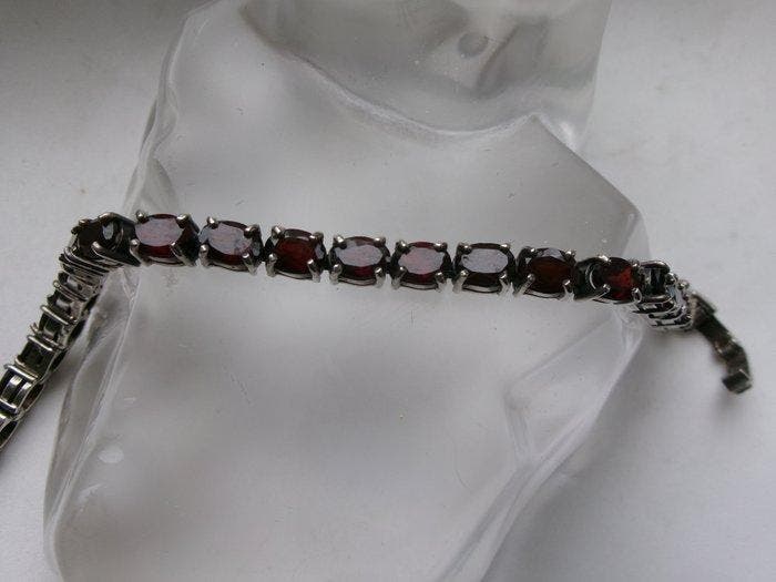 Zilver, Granaat - Armband - Art Deco-stijl, Antiek en Kunst, Kunst | Designobjecten