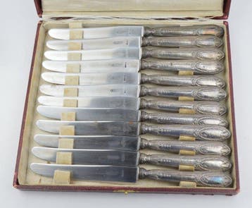 Ensemble de couteaux de table (12) - Argent 800 - Set de 12