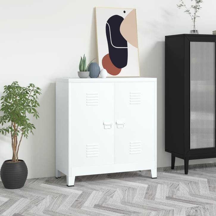 vidaXL Opbergkast industrieel 90x40x100 cm staal wit, Huis en Inrichting, Kasten | Overige, Nieuw, Verzenden