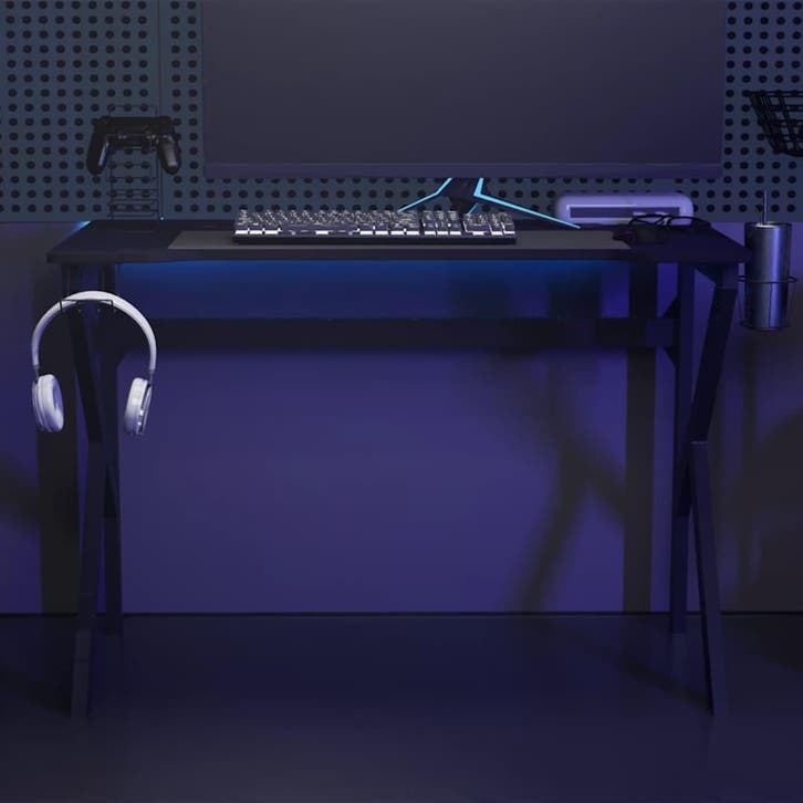 vidaXL Gamingbureau met K-vormige poten 110x60x75 cm zwart, Maison & Meubles, Bureaux, Envoi